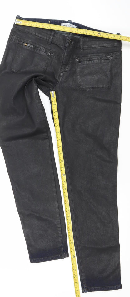 Womens UK Size 31 Diesel + Edun Regular Fit Straight Black Jeans