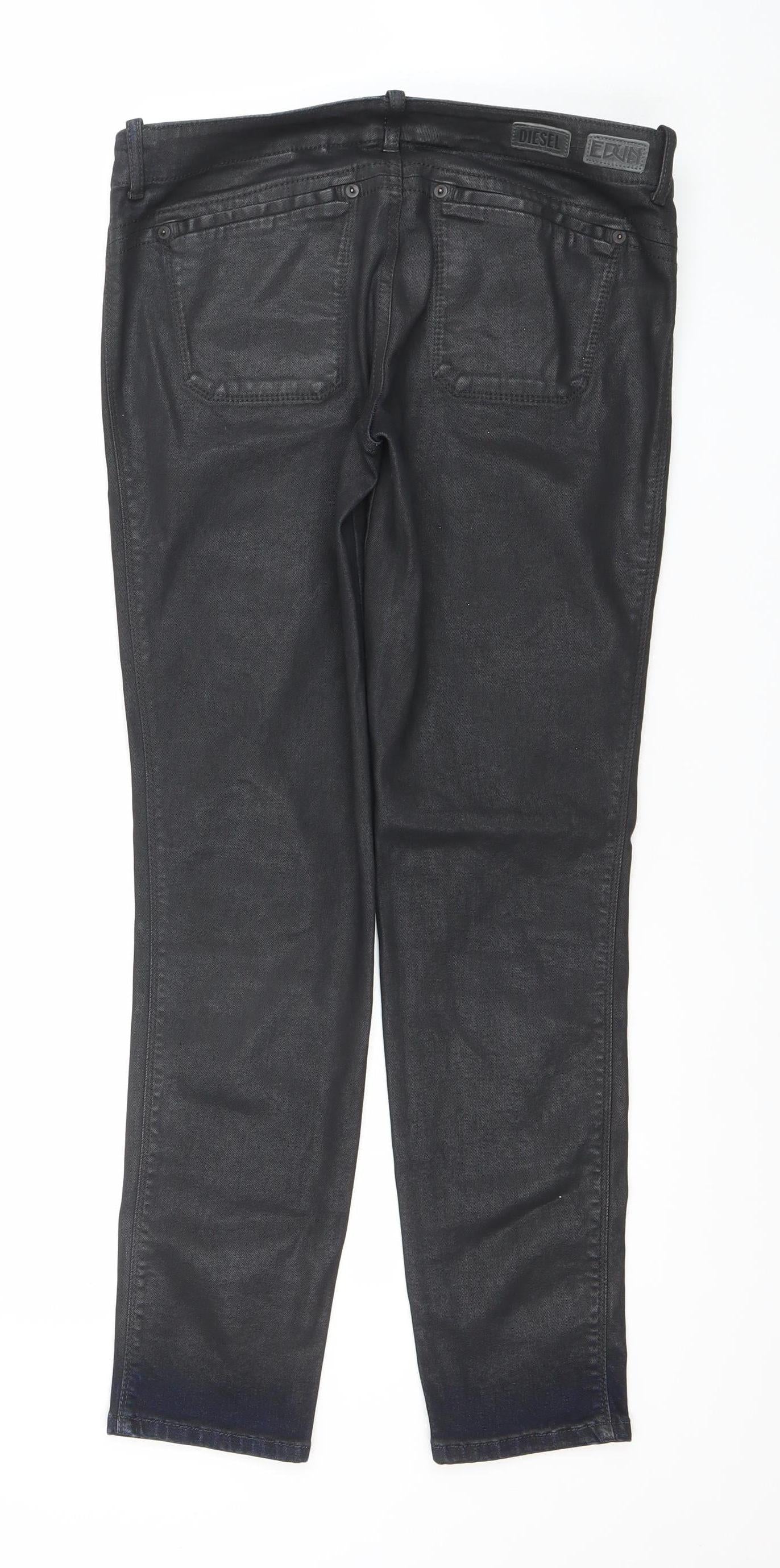 Womens UK Size 31 Diesel + Edun Regular Fit Straight Black Jeans