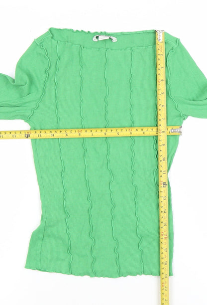 Womens UK Size XS Monki Green Basic T-Shirt