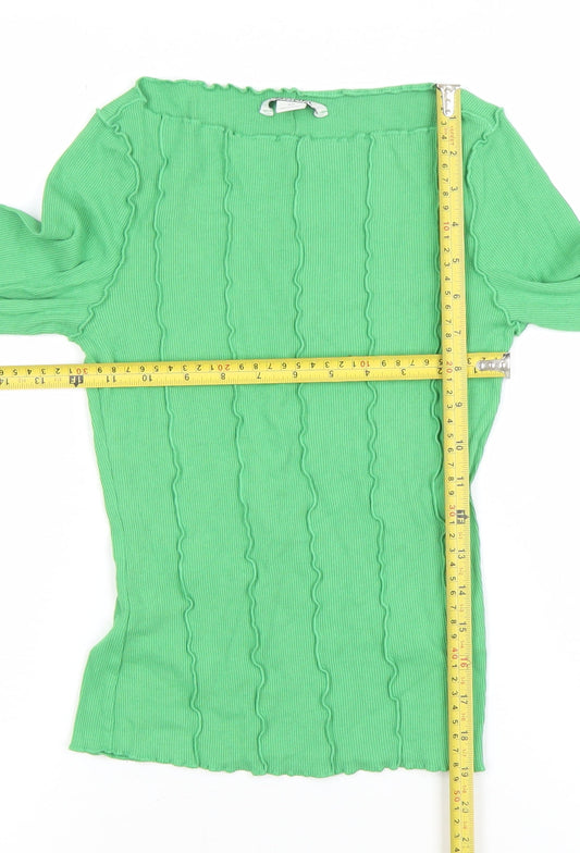Womens UK Size XS Monki Green Basic T-Shirt