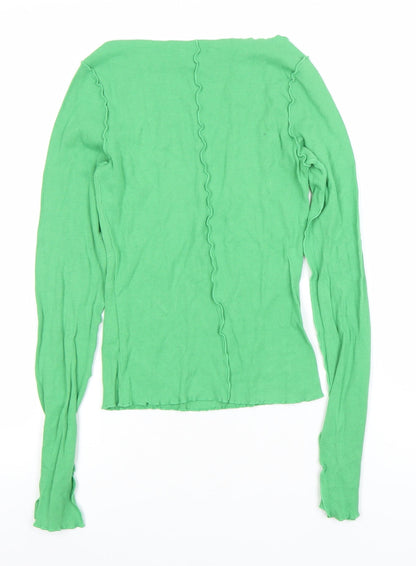 Womens UK Size XS Monki Green Basic T-Shirt