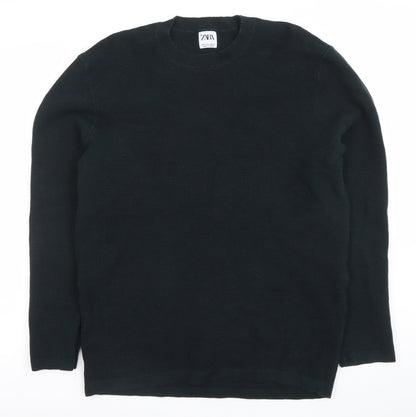 ZARA Men Black L Crew Neck Knit Pullover Jumper