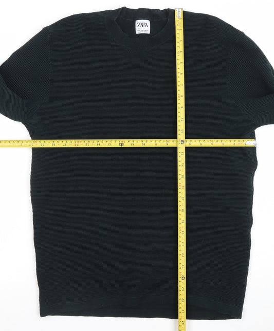 ZARA Men Black L Crew Neck Knit Pullover Jumper