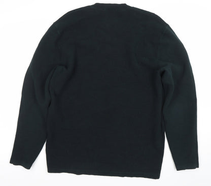 ZARA Men Black L Crew Neck Knit Pullover Jumper