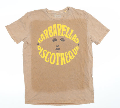 The Garden Men's Beige Barbarellas Discotheque Retro Graphic T-Shirt M