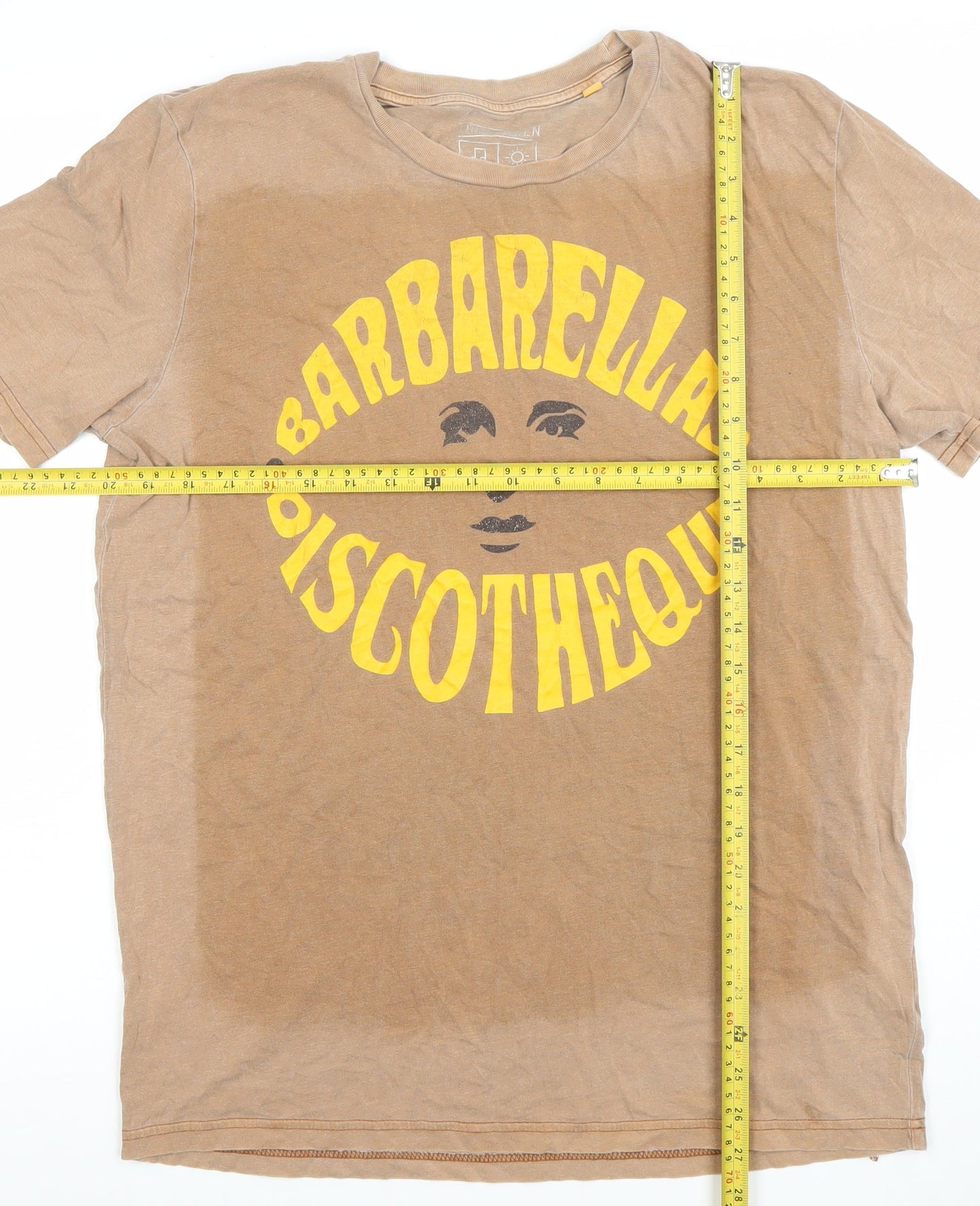 The Garden Men's Beige Barbarellas Discotheque Retro Graphic T-Shirt M