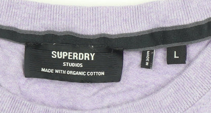 Superdry Studios Men's Lilac Organic Cotton Crew Neck T-Shirt Size L