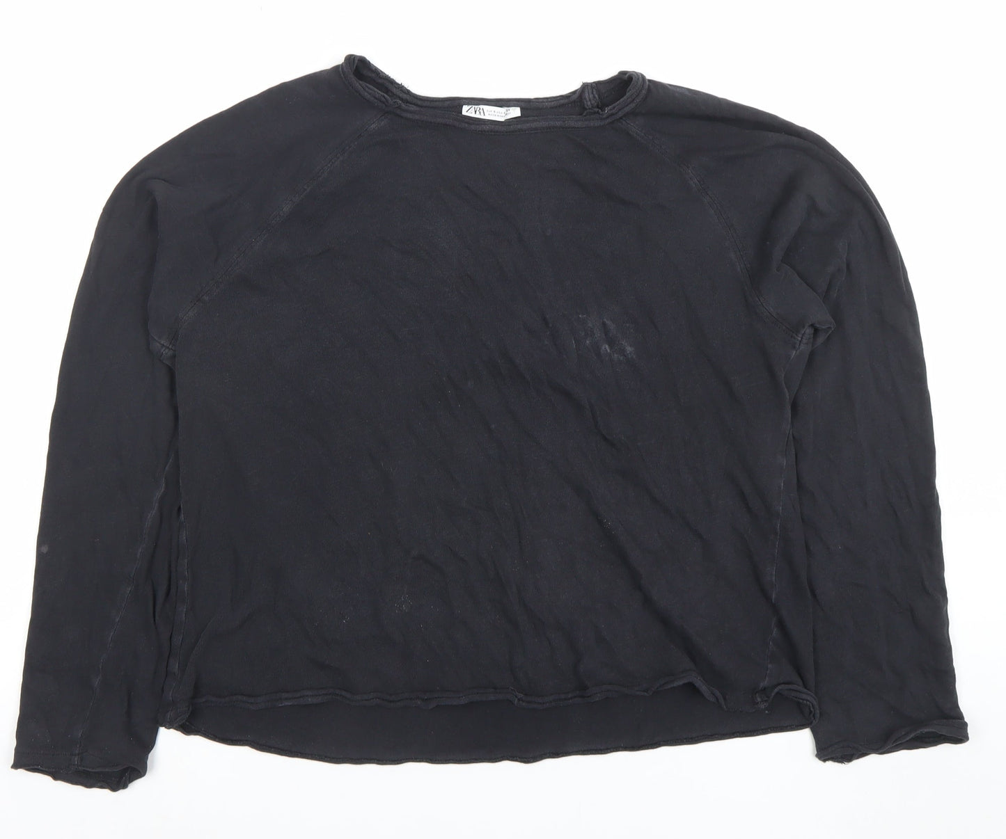 Womens UK Size S Zara Black Basic T-Shirt