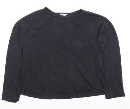 Womens UK Size S Zara Black Basic T-Shirt