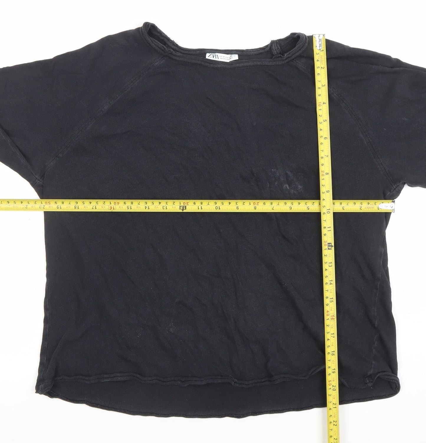 Womens UK Size S Zara Black Basic T-Shirt