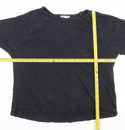 Womens UK Size S Zara Black Basic T-Shirt