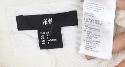 H&M Women Ivory Long Sleeve Mid-Length Open Front Blazer Coat Size 8