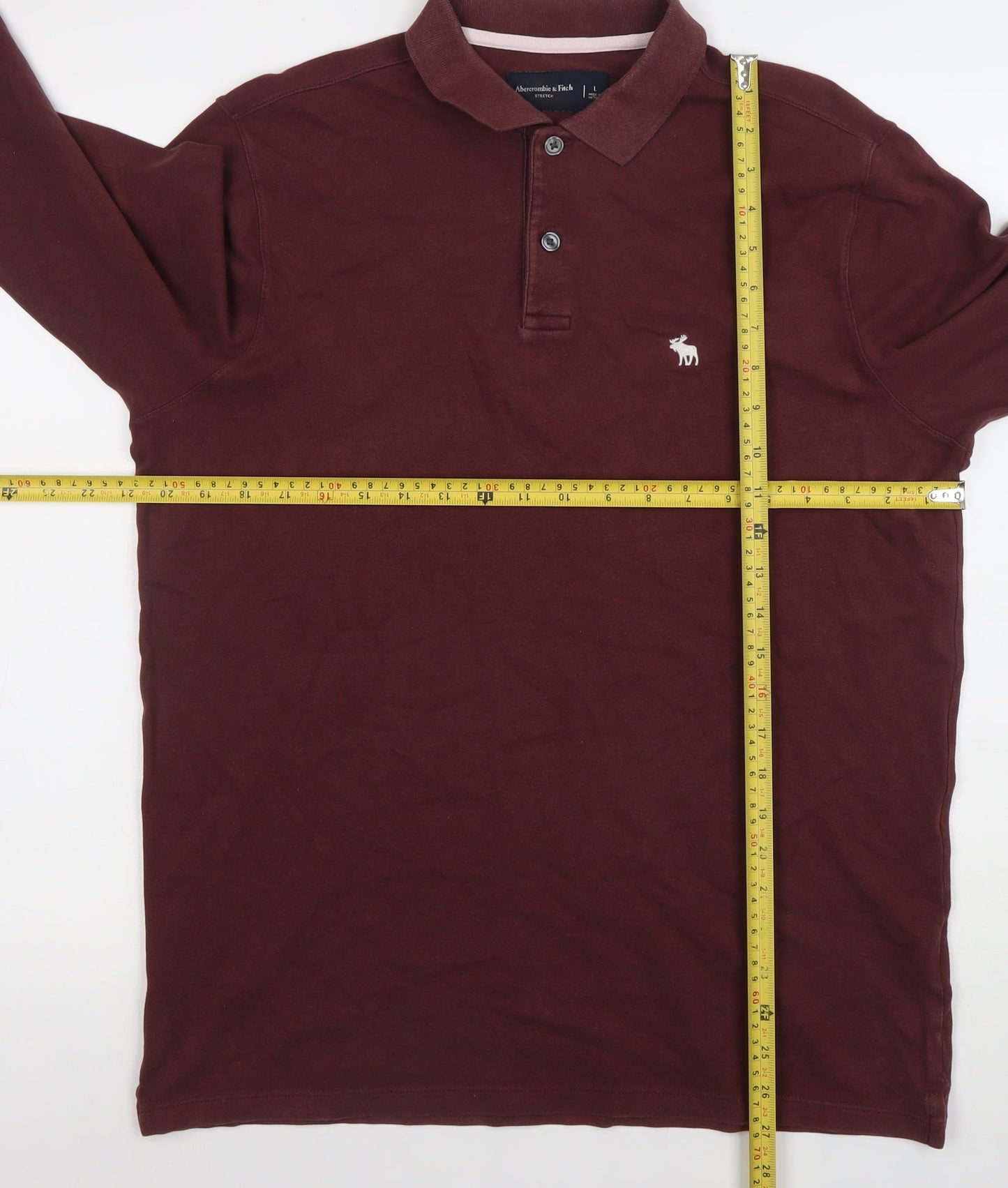 Abercrombie & Fitch Men's Brown Long Sleeve Stretch Polo Shirt Size L