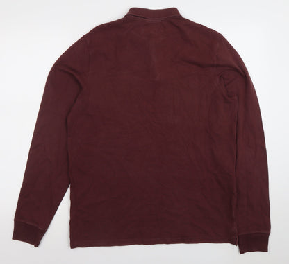 Abercrombie & Fitch Men's Brown Long Sleeve Stretch Polo Shirt Size L