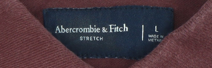 Abercrombie & Fitch Men's Brown Long Sleeve Stretch Polo Shirt Size L