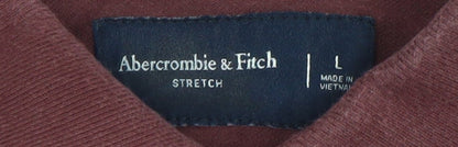 Abercrombie & Fitch Men's Brown Long Sleeve Stretch Polo Shirt Size L