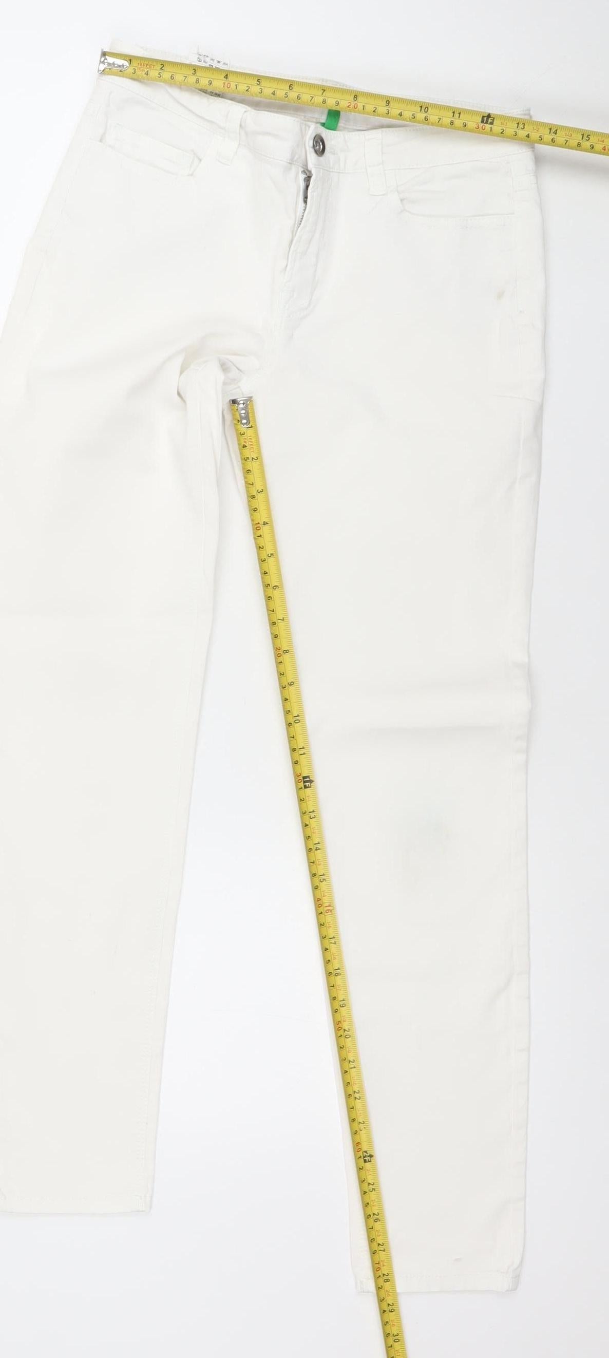 United Colors of Benetton Women's Ivory Skinny Jeans Size 12 Slim Fit Denim