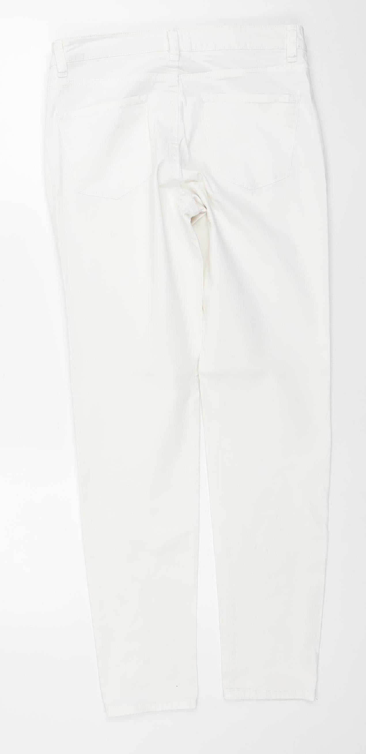 United Colors of Benetton Women's Ivory Skinny Jeans Size 12 Slim Fit Denim