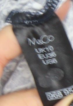 M&Co Women’s Blue Floral Roll Neck Long Sleeve Cotton Top UK 10