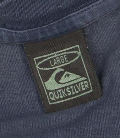 Quiksilver Men's Blue Long Sleeve Colourblock Cotton T-Shirt Size L