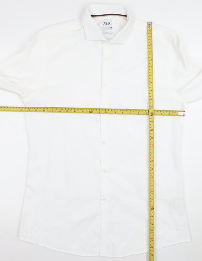 Zara Men White Slim Fit Long Sleeve Dress Shirt Size L 42