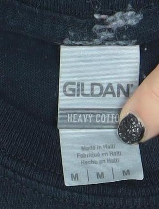 Mens UK Size M Gildan Black  T-Shirt