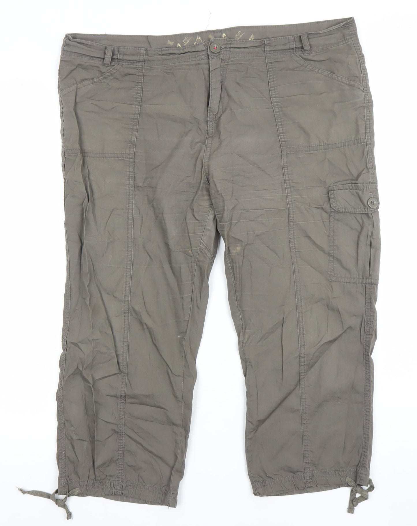 Denim Co Women’s Brown Cargo Trousers Size 14 Cotton Drawstring