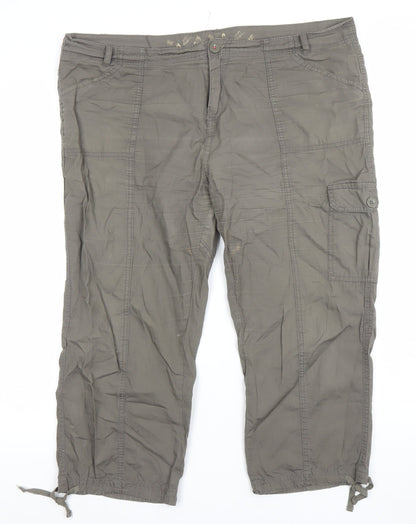 Denim Co Women’s Brown Cargo Trousers Size 14 Cotton Drawstring