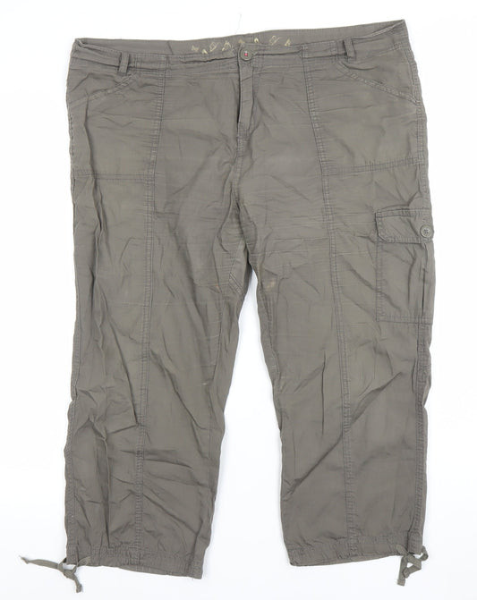 Denim Co Women’s Brown Cargo Trousers Size 14 Cotton Drawstring