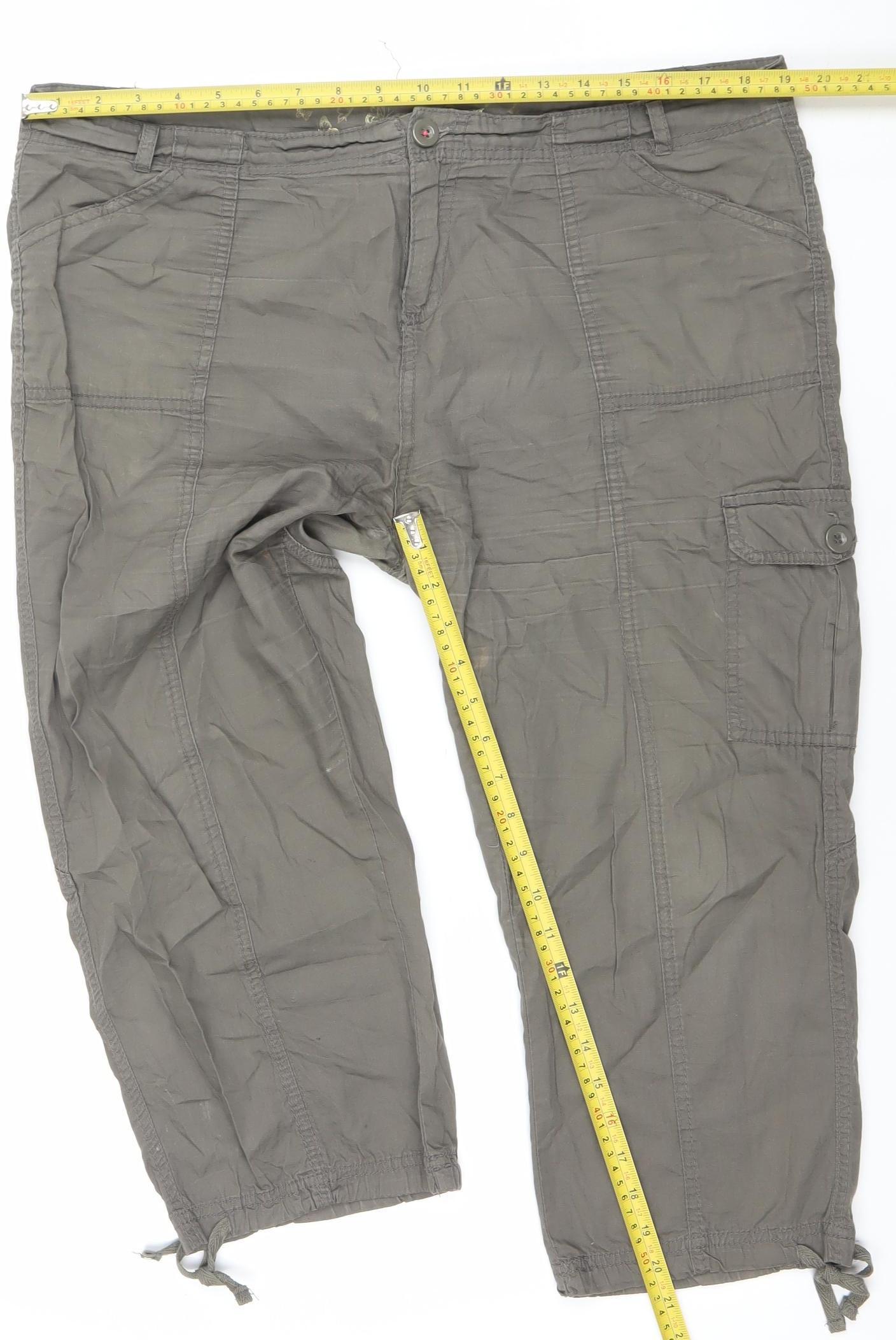 Denim Co Women’s Brown Cargo Trousers Size 14 Cotton Drawstring