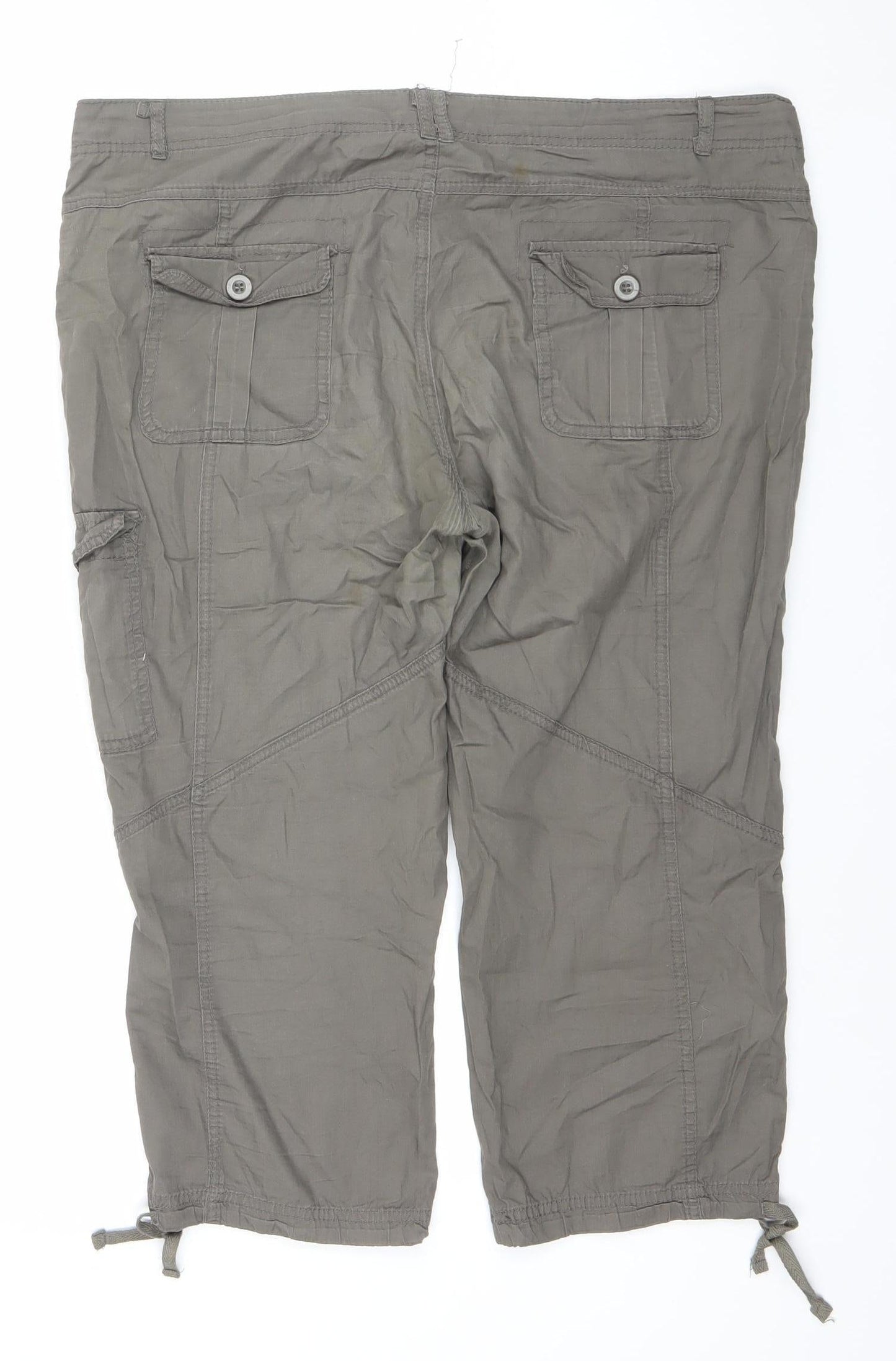 Denim Co Women’s Brown Cargo Trousers Size 14 Cotton Drawstring