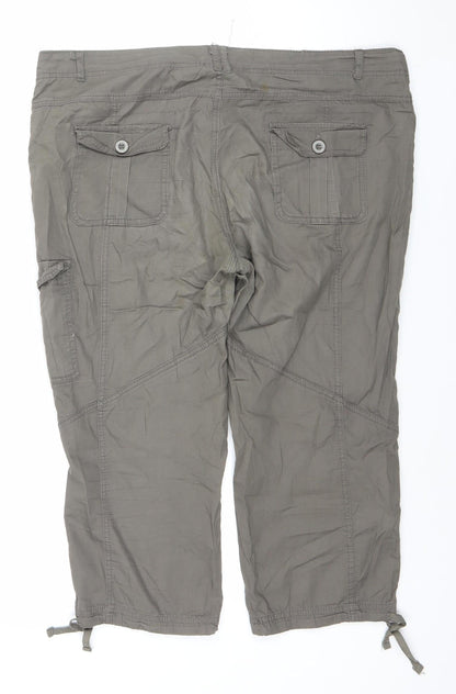 Denim Co Women’s Brown Cargo Trousers Size 14 Cotton Drawstring