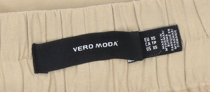 Vero Moda Womens Beige XS Paperbag Shorts Drawstring Waist Lightweight