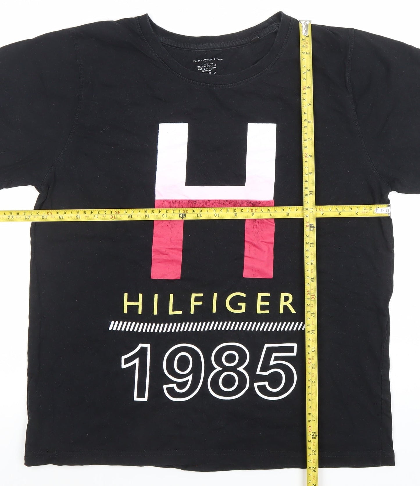 Tommy Hilfiger Men's Black XL 1985 Logo Graphic Cotton T-Shirt