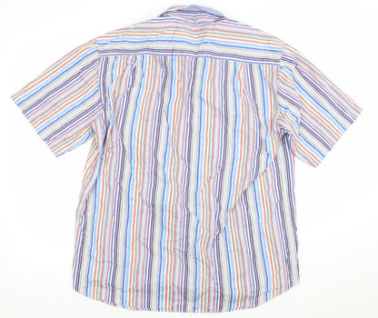 Tricot Marine Men's Multicoloured Striped Short Sleeve Casual Shirt L