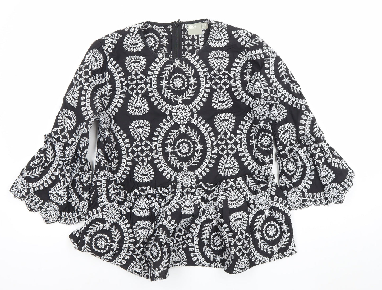 Womens UK Size 10 ASOS Black Tunic Blouse