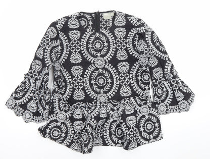 Womens UK Size 10 ASOS Black Tunic Blouse