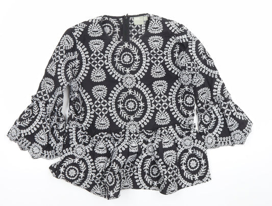 Womens UK Size 10 ASOS Black Tunic Blouse