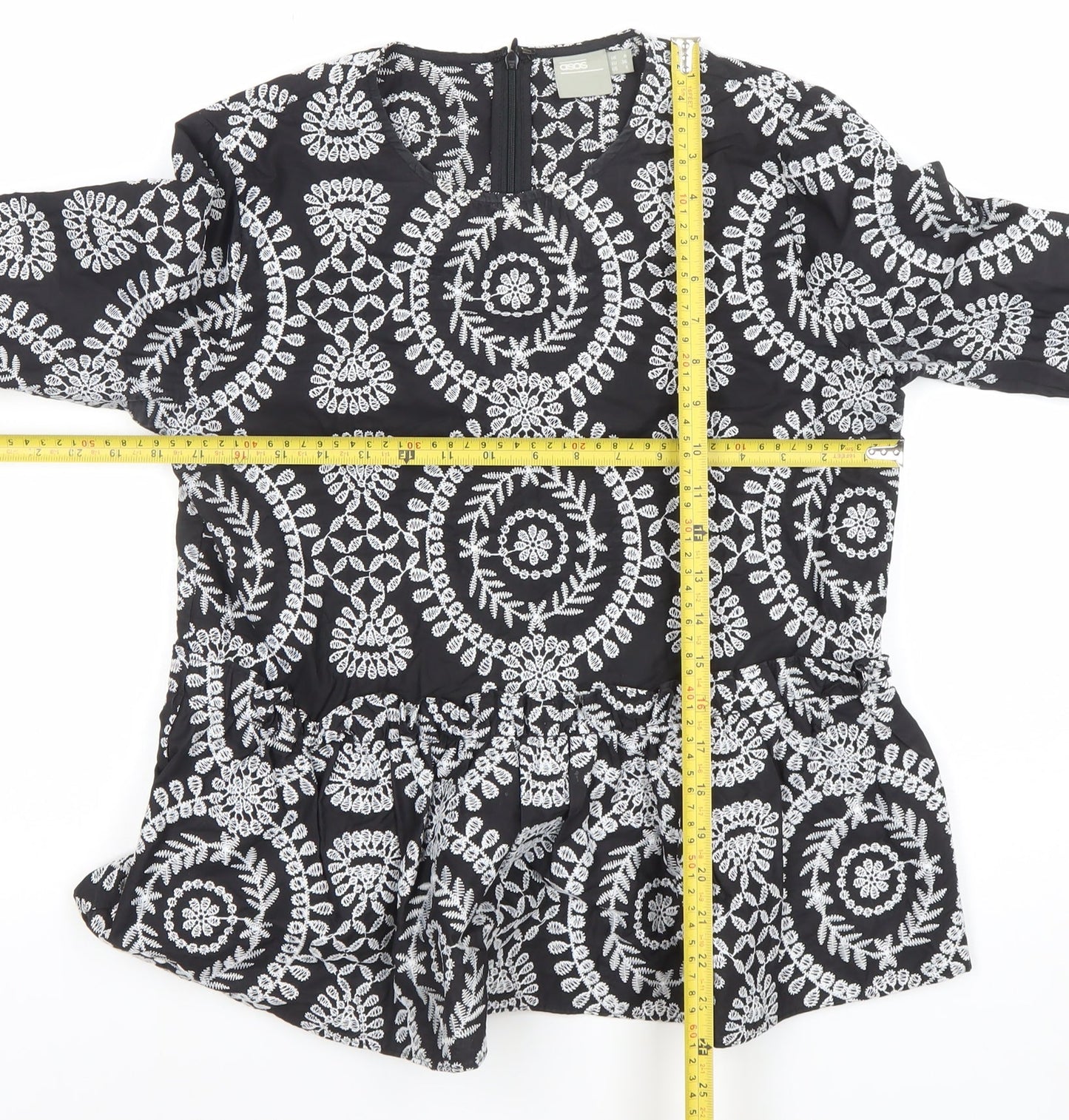Womens UK Size 10 ASOS Black Tunic Blouse
