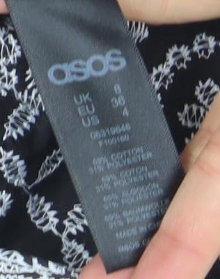 Womens UK Size 10 ASOS Black Tunic Blouse