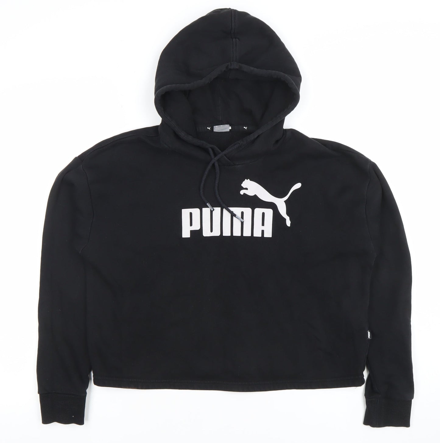 Puma Womens Black XS Pullover Hoodie Sweatshirt Athletic Logo