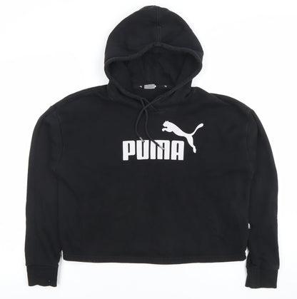 Puma Womens Black XS Pullover Hoodie Sweatshirt Athletic Logo