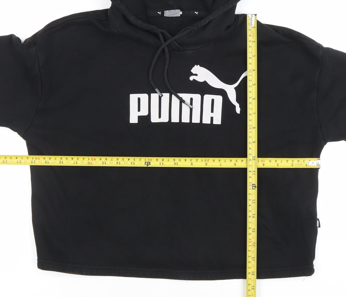 Puma Womens Black XS Pullover Hoodie Sweatshirt Athletic Logo