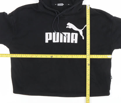 Puma Womens Black XS Pullover Hoodie Sweatshirt Athletic Logo