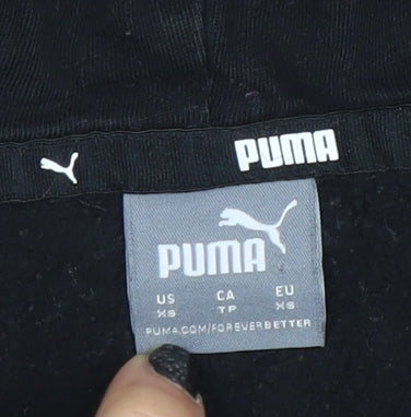 Puma Womens Black XS Pullover Hoodie Sweatshirt Athletic Logo