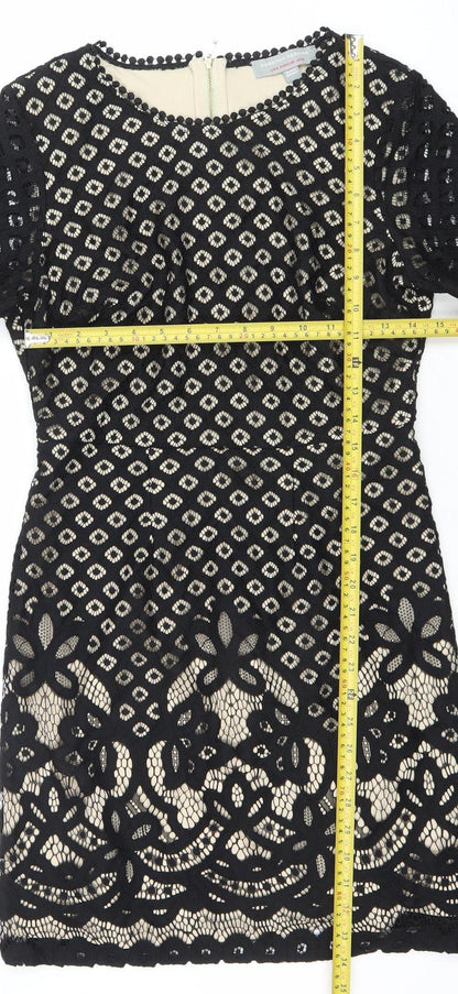 Dorothy Perkins Women’s Black Lace Bodycon Dress Size 10 Short Sleeve