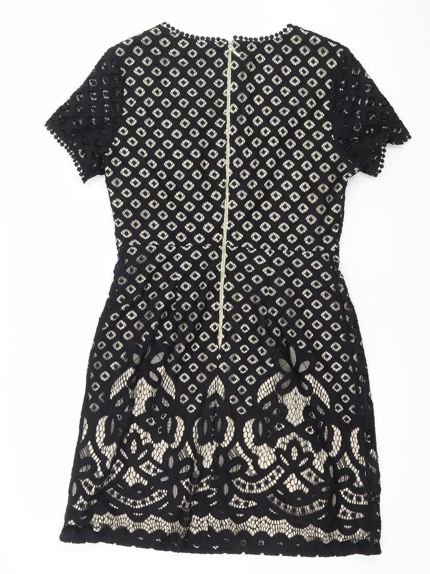 Dorothy Perkins Women’s Black Lace Bodycon Dress Size 10 Short Sleeve