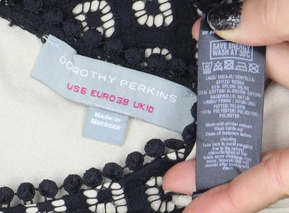 Dorothy Perkins Women’s Black Lace Bodycon Dress Size 10 Short Sleeve