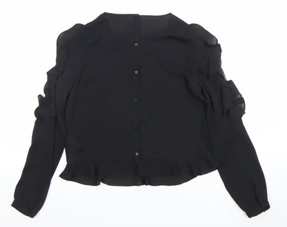 Womens UK Size XS Zara Black Tunic Blouse