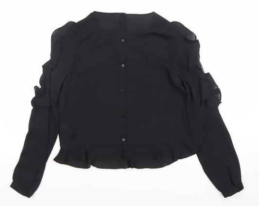 Womens UK Size XS Zara Black Tunic Blouse